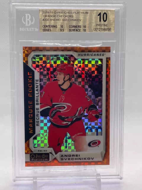 2018-19 OPC Platinum Orange Checkers Andrei Svechnikov #200 RC BGS 10 20/25