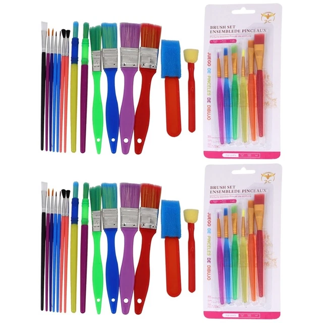 42 PIEZAS Juego de pinceles de pintura para niños puntiaguda puntiaguda redonda puntiaguda