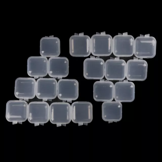 20Pcs Square Mini Clear Plastic Storage Containers Box with Lids for Small Items