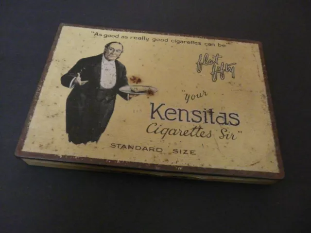 Vintage original Kensitas Flat Fifty standard size Cigarettes Sir tin waiter