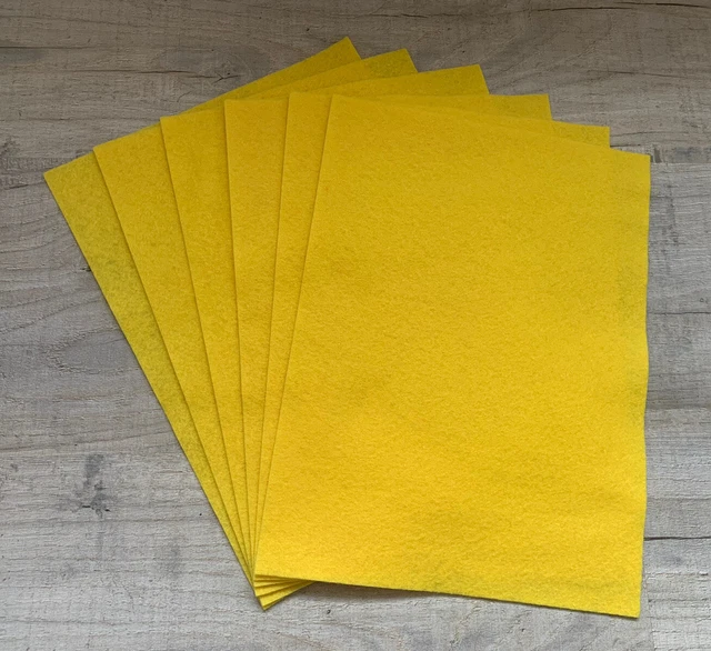 6 Hobbycraft A4 Tela de Fieltro Amarillo, Costura, Artesanía, Resorte, Decoración