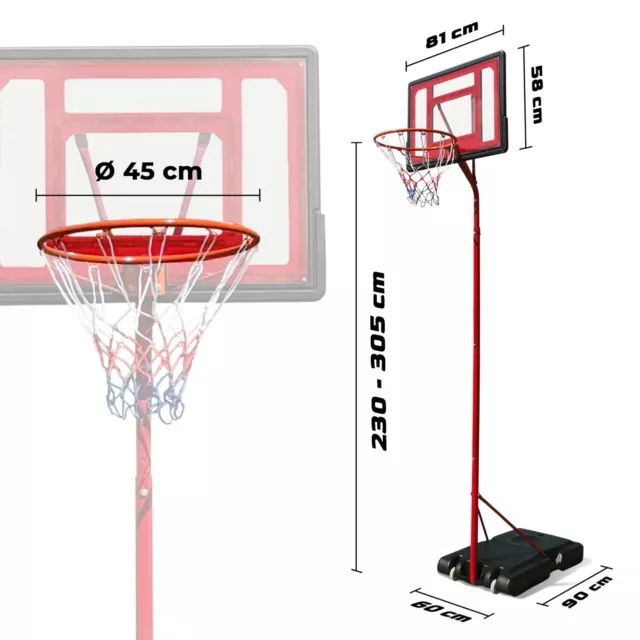 Basketballkorb Basketballständer Basketballanlage Ständer Brett verstellbar 305 3