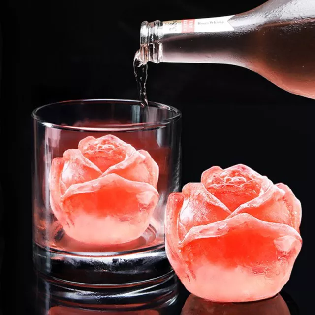 3D Rose Flower Silicone Ice Mold Ball Ice Cube Maker Cocktail Ice Mold A -