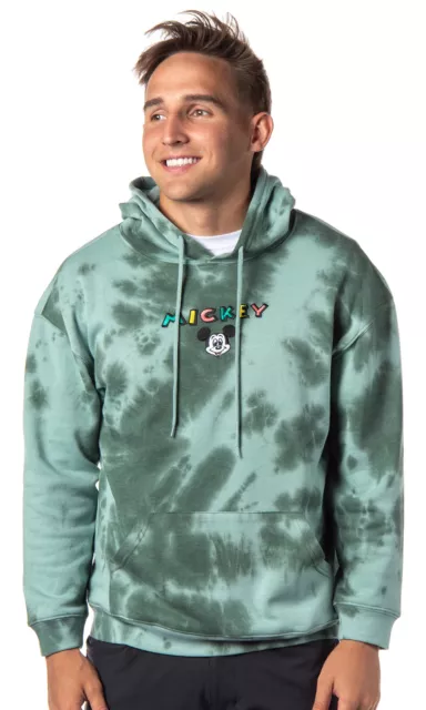 Disney Men's Mickey Mouse Tie Dye Embroidered Graphic Pull-Over Hoodie