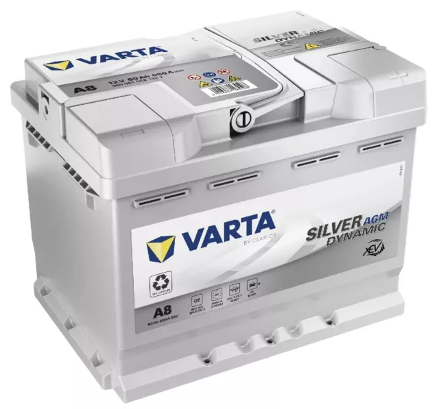 Varta Silver Dynamic A8 (D52) xEV AGM 12V 60Ah 6800CCA Type 027 Car Battery