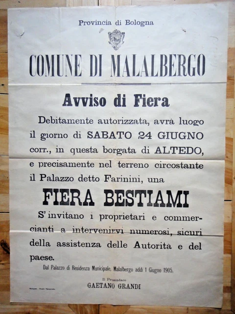 1905-COMUNE DI MALALBERGO-Fiera Bestiame ad ALTEDO presso Palazzo Farinini+