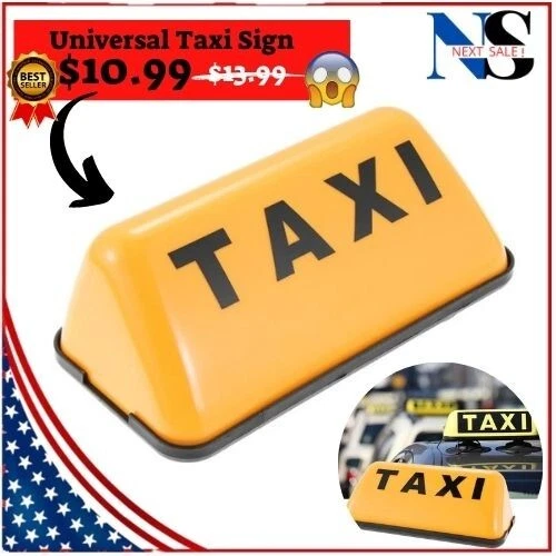Universal Car Taxi Cab Roof Top Sign Signage Led Light Waterproof Adhesive ✅