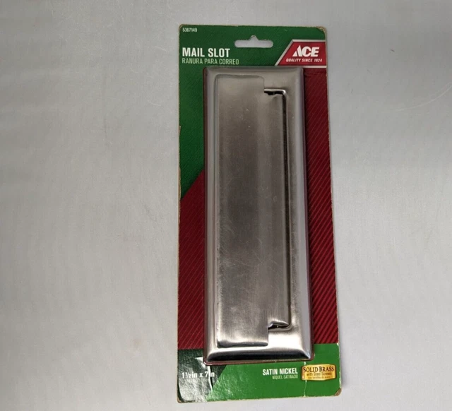 ACE Satin Nickel Solid Brass Mail Slot 1-1/2" x 7" With Steel Screws NEW NOS