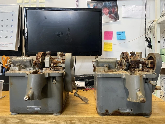 2x VINTAGE BRANDT CA 132938 & CA 132926 HAND CRANK COIN COUNTER SORTER PACKAGER