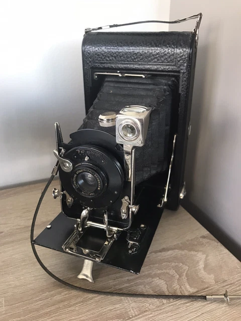 Appareil Photo Pliant Drepy André Pierrat 6x9 - Soufflet En Peau - Vintage