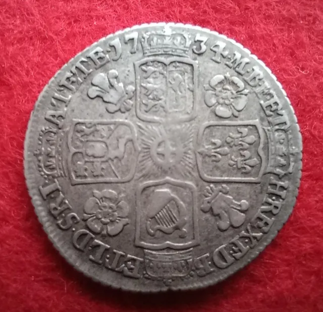 1734 Roses & Plumes Sixpence - George II  Rare.