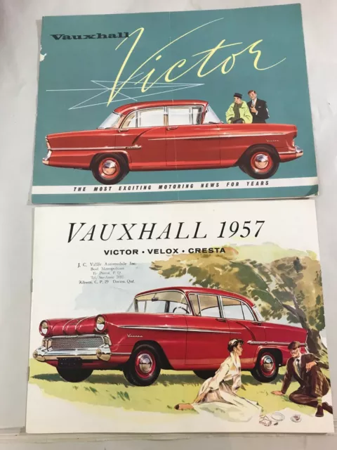 1957 Vauxhall Two Car Dealer Showroom Dealership Sales Brochures -Victor Velox