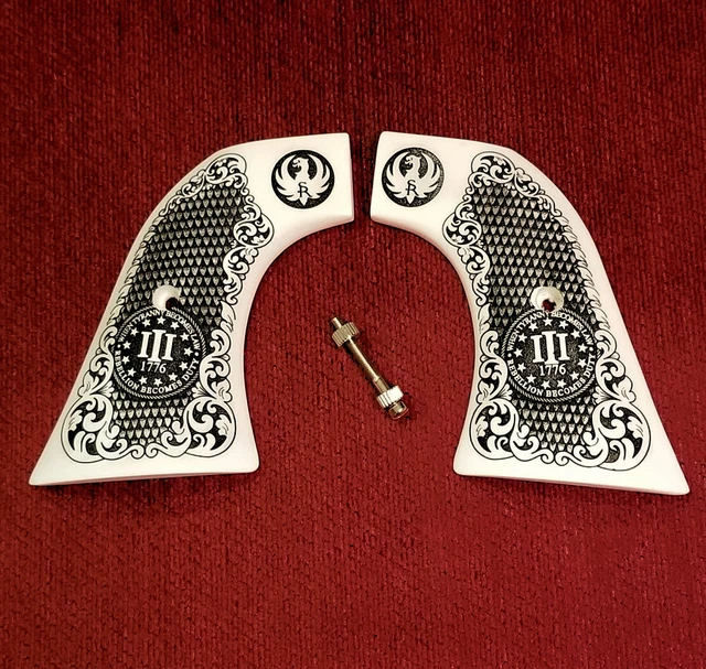 Ivory Ruger New Model Vaquero Blackhawk Grips XR3 Frame - Howling Wolf Moon