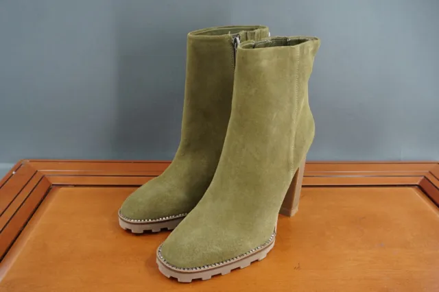 Karl Lagerfeld Peppy Womens Size 8 Shoes Green Leather Suede Zip Up Bootie