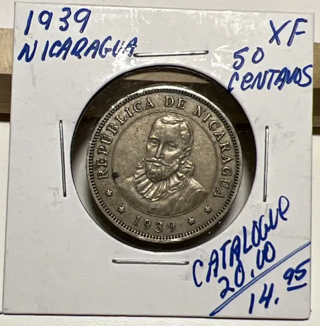 1939 Nicaragua 50 Centavos XF (INV B)
