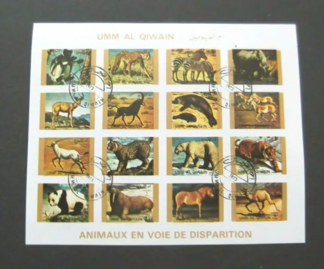 Umm Al Qiwain-1973-Endangered Animal Airmail-Imperf Sheet of Ministamps-Used