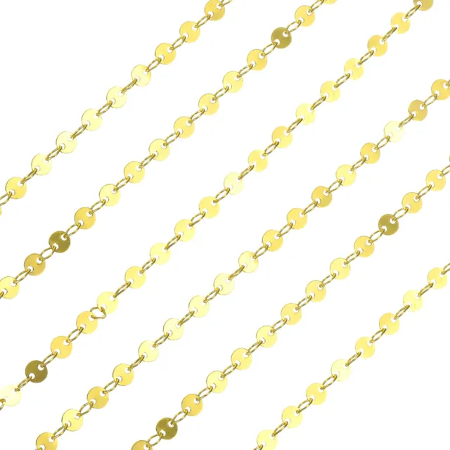 Sequin Link Chain, 6.56 Ftx4mm Flat Round Link Chains Gold