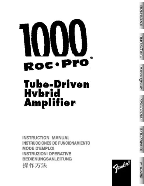 Bedienungsanleitung-Operating Instructions Guitar Amplifier Fender Roc Pro 1000