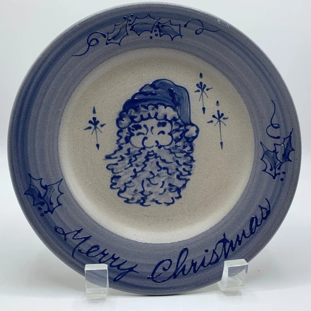 VINTAGE ROWE POTTERY Works Salt Glazed Santa Christmas Plate Holiday