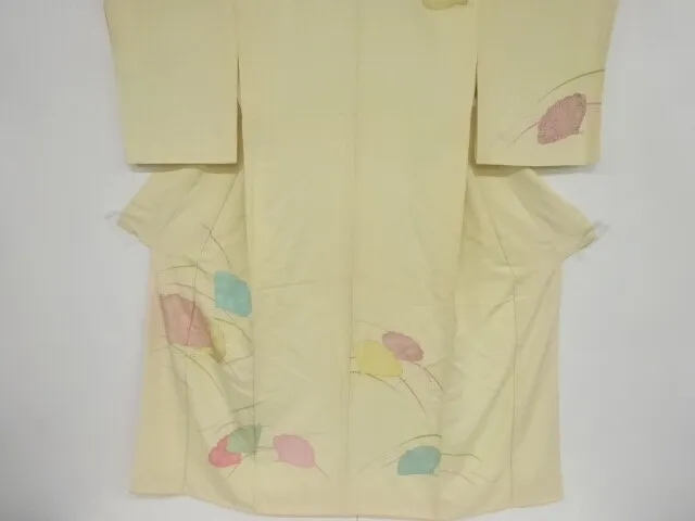 36667# Japanese Kimono / Antique Kimono / Embroidery / Grass & Abstract Flow