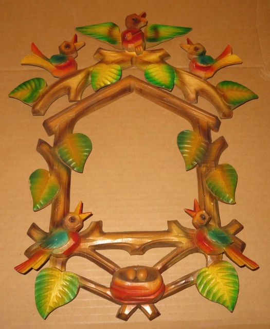 Vintage Cuckoo Clock Parts Decor Frame front with Topper AS IS for parts project