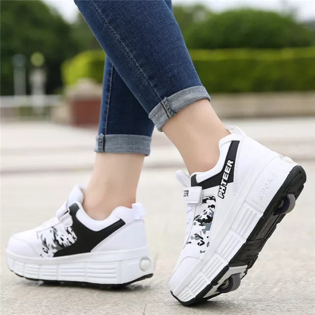 Roller Skate Shoes Kids Boys Girls Sports Shoes Single Double Wheels Sneakers