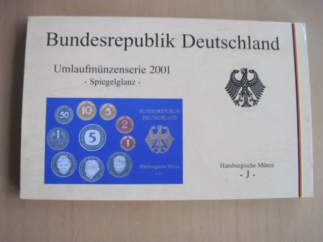 KMS BRD 2001 PP 1 Pfennig bis 5 DM Prägestätte J Spiegelglanz