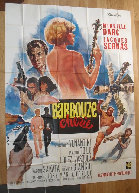 BARBOUZE CHERIE mireille darc affiche cinema 320x240 cm 4 paneaux '66