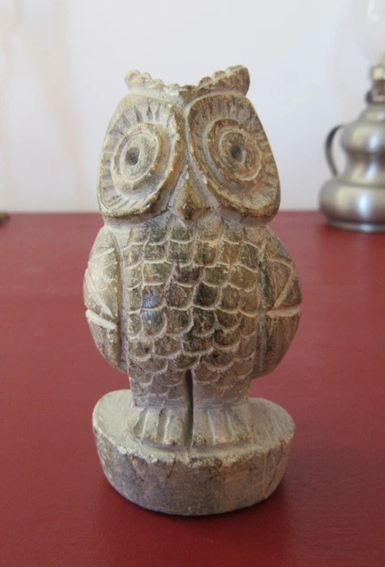 STATUETTE FIGURINE CHOUETTE en pierre naturelle taillée . EUR 35,00