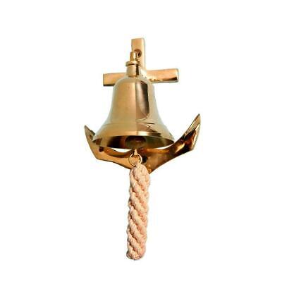 5"Solid Brass Vintage Door Bell with Ship Anchor Wall Hanging Decor Wall Mounted 2
