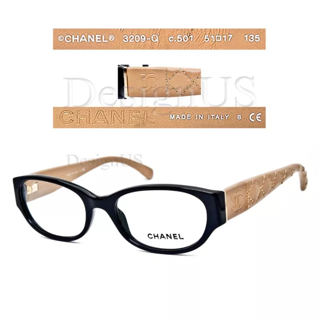 Very Rare Authentic Chanel 3362-B c.501 Black 52mm Glasses Frames Italy