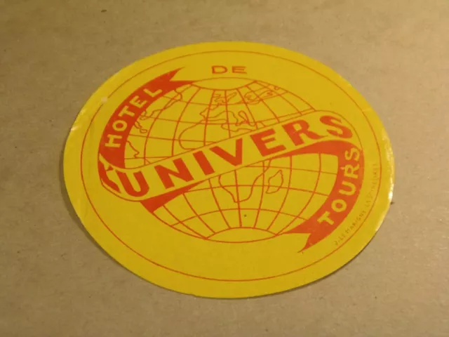 Hotel De L'Universe Tours Vintage Luggage Label 9/19