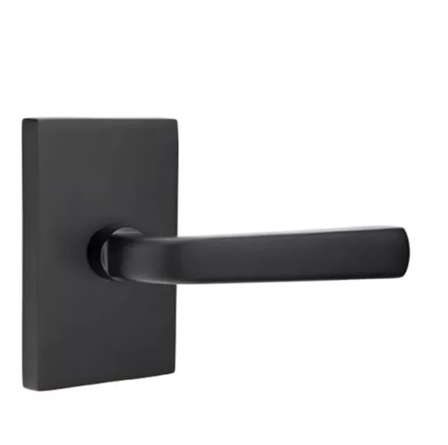 Emtek Assa Abloy Sion Lever Modern Rosette Flat Black 5112siolhus19 Doorknob LH