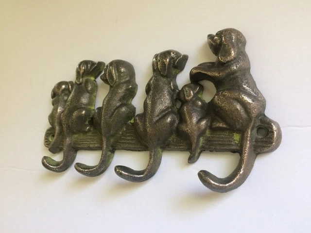 Antique Style Solid Brass Dogs.wall Mount.coat/Hat/Key Hook Hanger