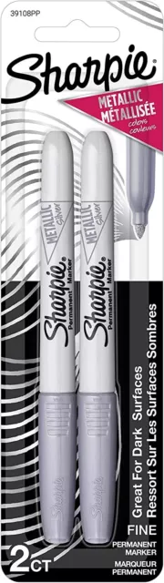 SHARPIE Metallic Permanent Markers, Fine Point, Silver, 2 Count FREE SHIPPING