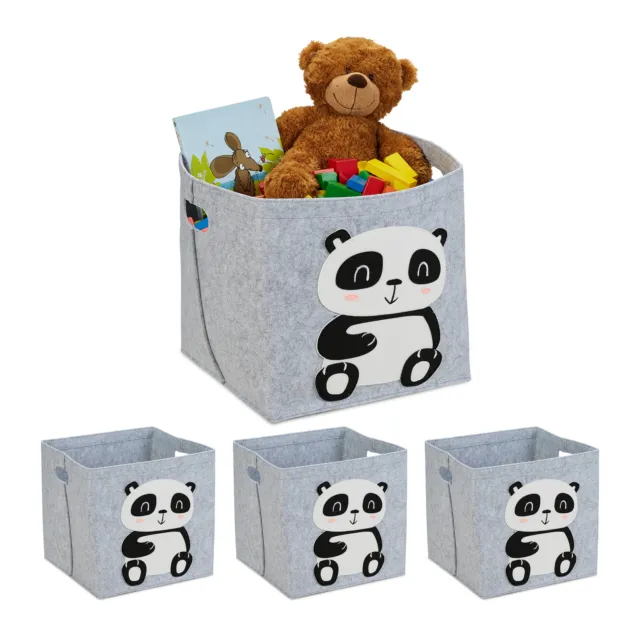 4x scatola box cesta portaoggetti portagiochi giocattoli costruzioni panda