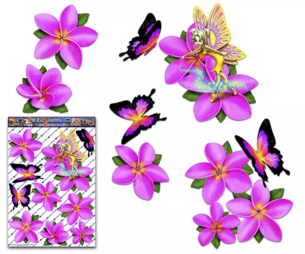 Fairy Plumeria FLOWERS Kids Large Decal Pk Car Stickers -ST062_3 Australian Made