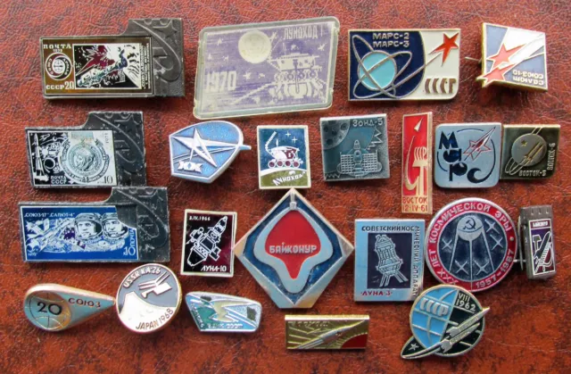 Set of 22 badges, pins, cosmos in the USSR, CCCP, Russian