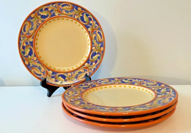 Pfaltzgraff Villa della Luna Stoneware 11" Dinner Plates Blue Scroll Set of 4