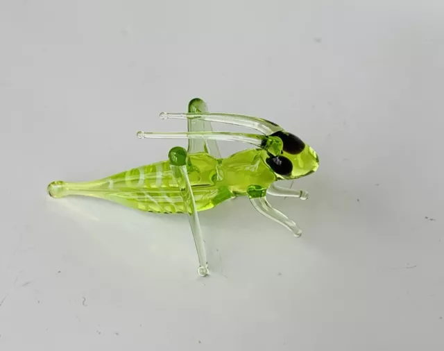 GRASSHOPPER~Collectible Hand Blown Art Glass Figurine~Handmade Tiny Animal~UNIQU