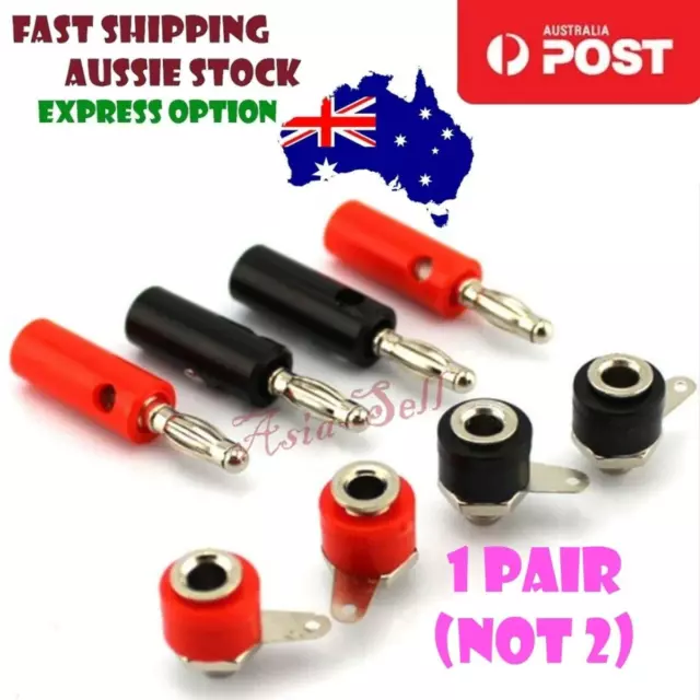 4 Pairs 4mm Red Black Audio Speaker Screw Banana Socket 6mm + Plugs Connectors