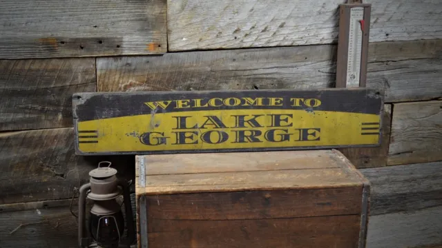 Custom Welcome To Lake House Sign - Rustic Hand Made Vintage Wooden