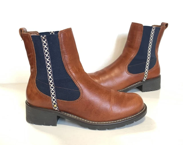 LADIES CLARKS ORINOCO Club Brown Chelsea boots Size UK 5 E Wide