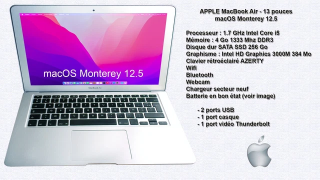 Apple MacBook Air - 13" - Core i5 - 1.7 GHz - SSD 256 Go - RAM 4 Go