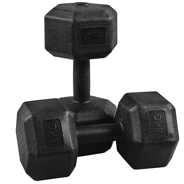 Lot de 2 Haltères Musculation Fitness Hexagone à Domicile Poids 2x4kg/6kg/8kg