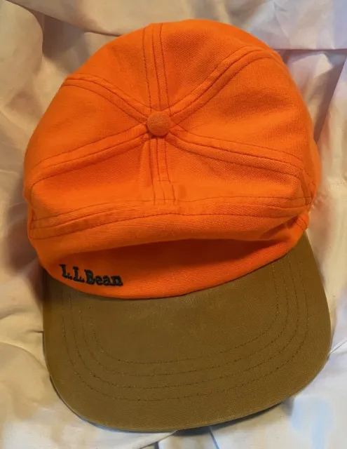 Vtg L.L. Bean Panel Lined Hat Blaze Orange Made USA Baseball Trucker Cap