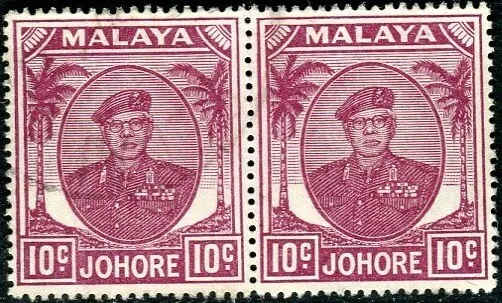 Malaya Johore 1949-55  10c Magenta   SG.139 Used Horizontal Pair