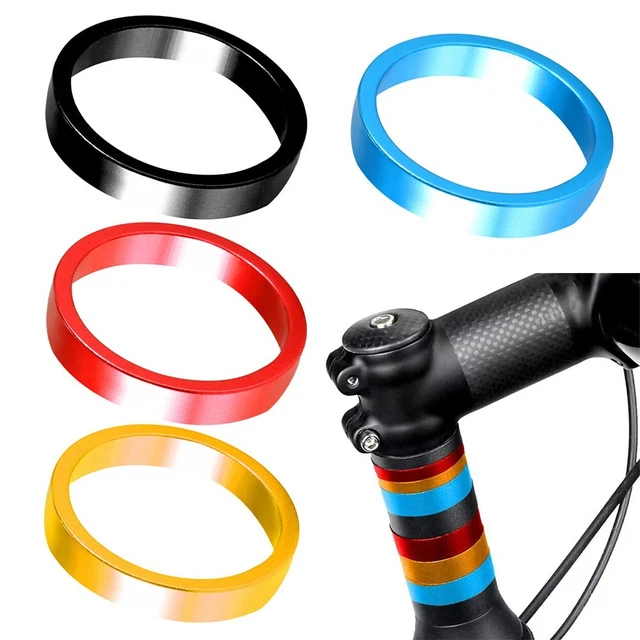 Lot 8 Espaceurs Potence Vélo Fibre Carbone 1-1/8" - Entretoises Jeu Direction 2/3/5/8mm Noir
