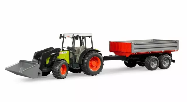 Bruder 02112 Claas Nectis 267 F mit Frontlader und Bordwandanhänger Traktor