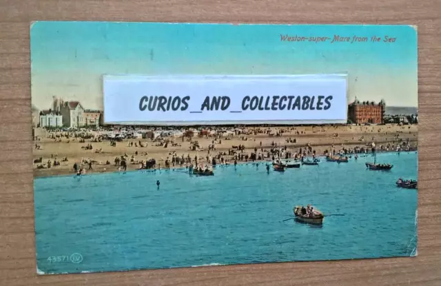 Weston-super-Mare from the sea Pelham Series Boots Postcard sent 1919